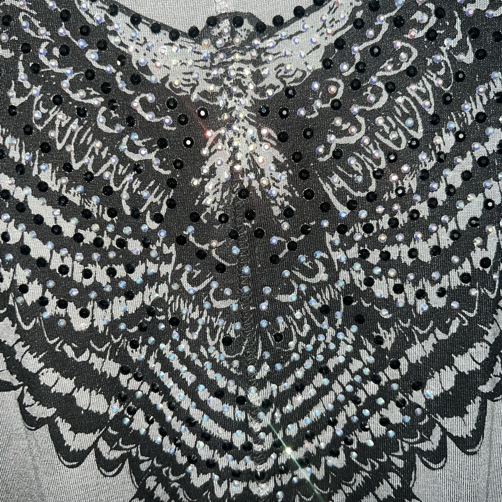 Vocal Womens XL Gray Embellished Fringe Vest Duster Black Beaded Boho Y2K - Picture 7 of 10
